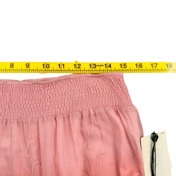 Nurture Peach Silk Embroidered Ombre Mini Skirt Elastic Waist Trim‎ Large - Picture 4 of 9